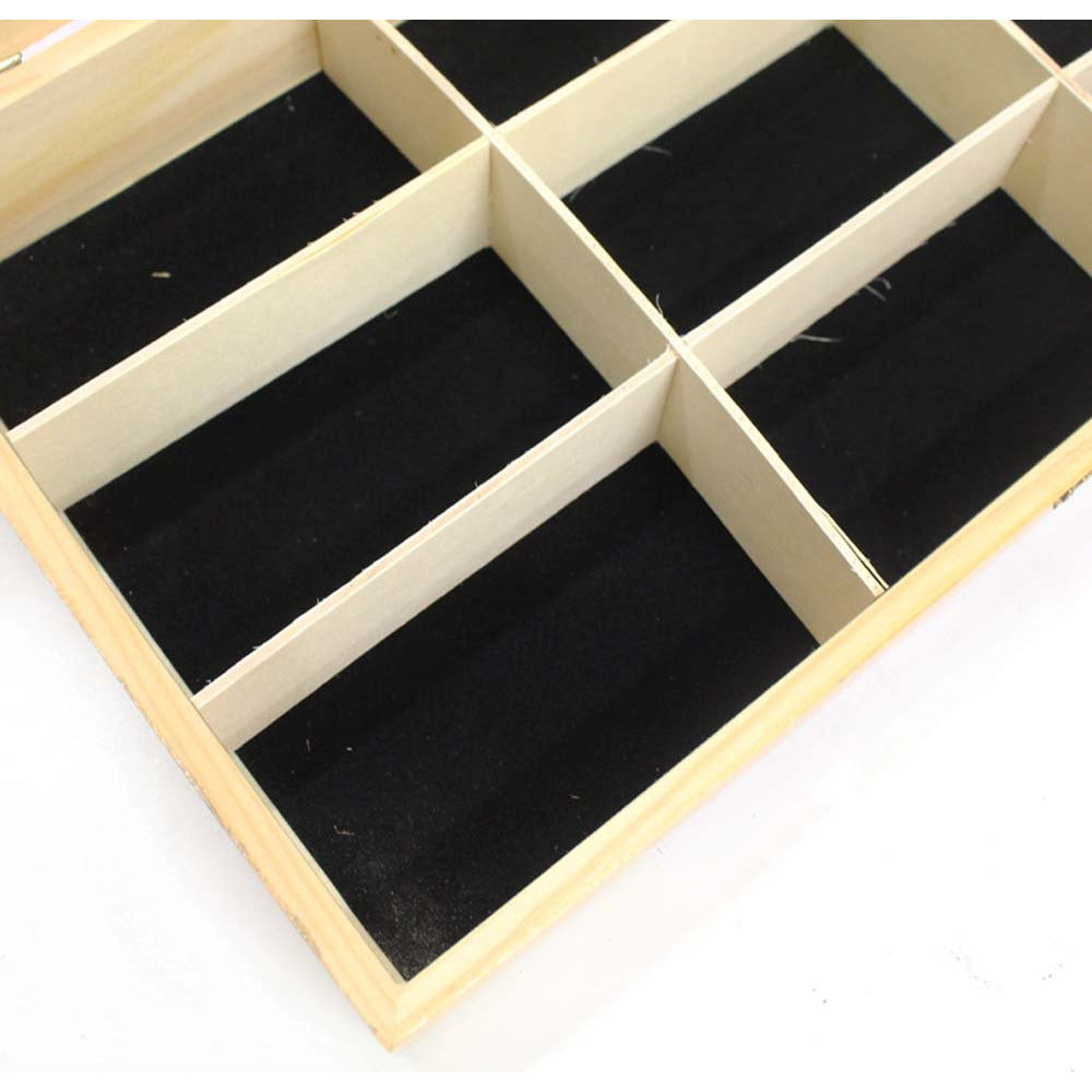 Clear Lid Pine Wood Box with 9 Sections - TJ05-11147 - ToolUSA