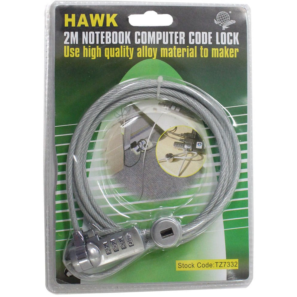 Computer Lock With 4 Digit Combination & Steel Cable - LOCK-07332 - ToolUSA