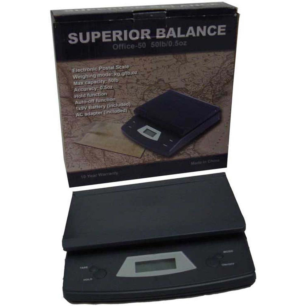 ELECTRONIC 50LB X0.5OZ POSTAL SCALE (KG- G- LBS) WITH "HOLD" FUNCTION - DS-90119 - ToolUSA