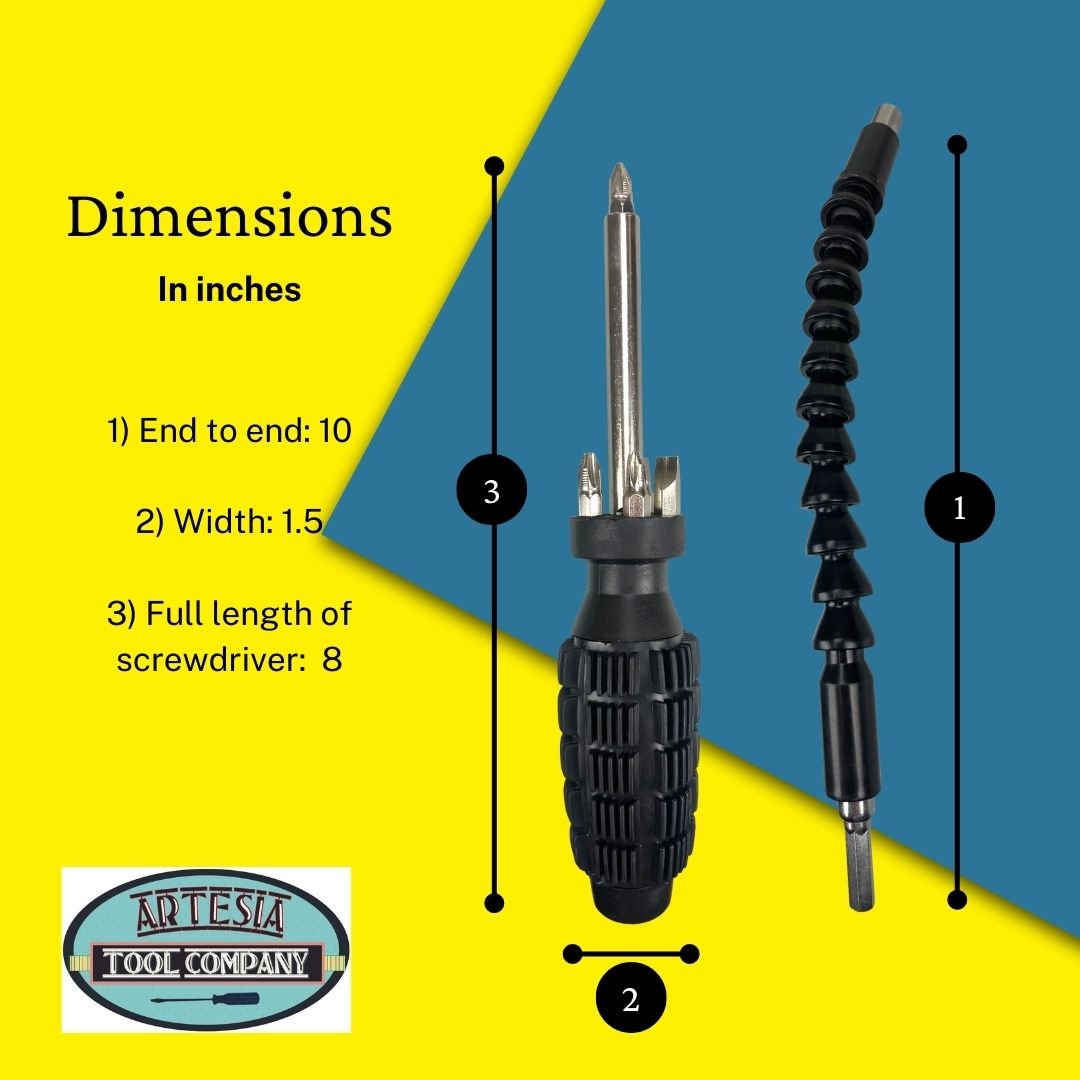 Flexible Neck Screwdriver, 5 Bits in Handle - PS-92512 - ToolUSA