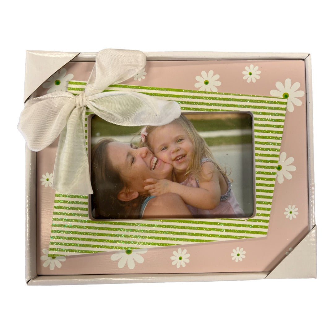 Flowery Pink and Green Wooden Photo Frame, 7 x 9 Inches - HH-WF