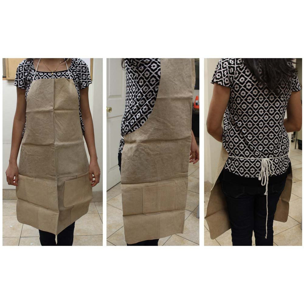 Genuine Split Leather Grinder's Bib Style Apron with 2 Pockets - AL001AZ - ToolUSA