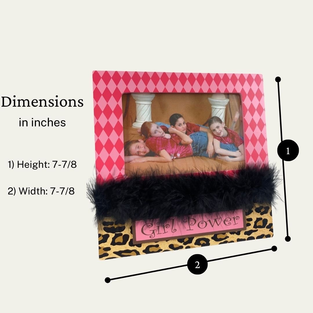 Girl Power, Pink and Cheetah Patterned Wooden Frame, 8 x 8 Inches - HH-WF-10534 - ToolUSA