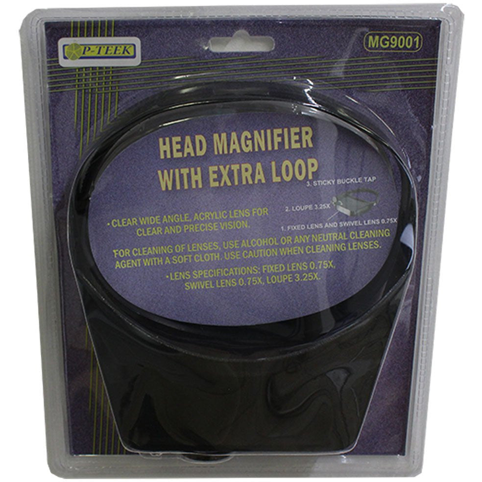 Head Worn Black Magnifier - Adjustable Strap & 3 Levels of Power - MG-09004 - ToolUSA