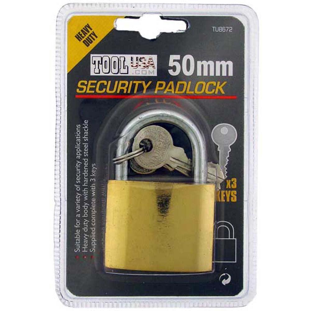 Heavy Duty 50mm Security Padlock - 3 Keys - TU8672 - ToolUSA