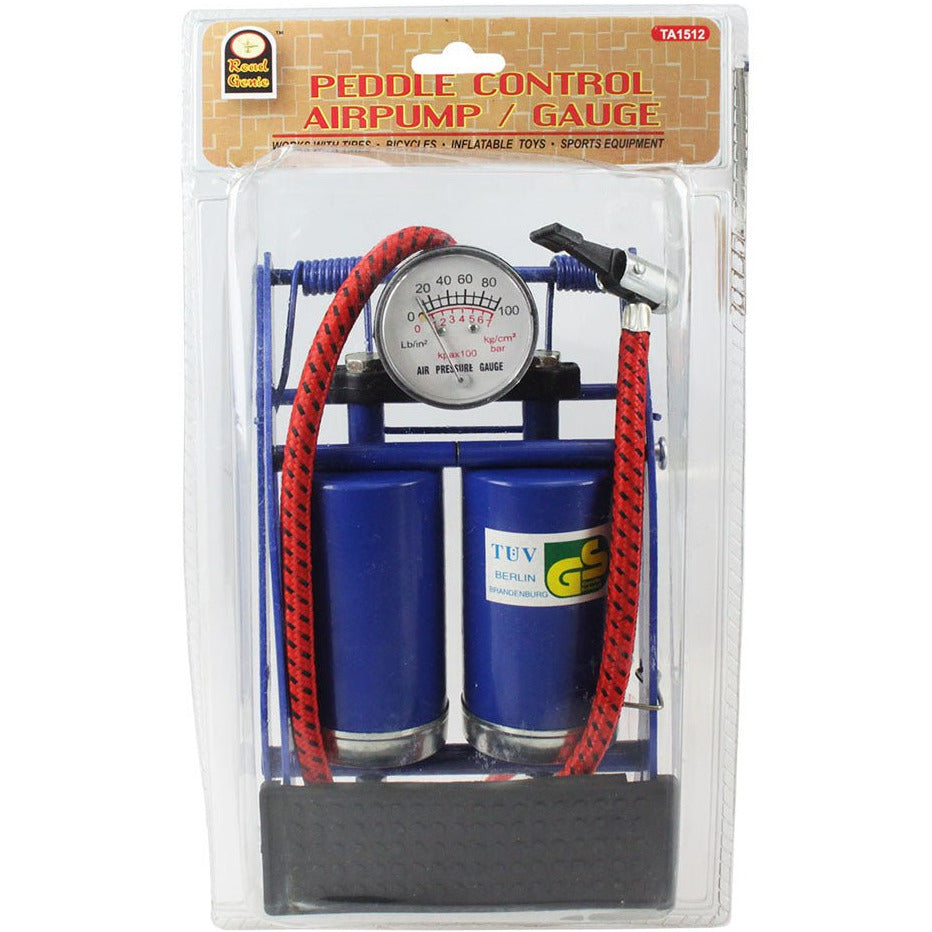 Heavy Duty Foot Pump With Gauge For Pumping Up Tires And Other Inflatible Items - TA-01512 - ToolUSA