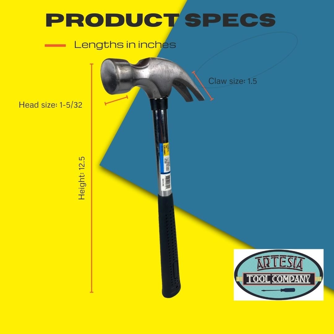 Heavy Duty Forged Metal Claw Hammer With Rubberised Grip -16oz - PH720 - ToolUSA