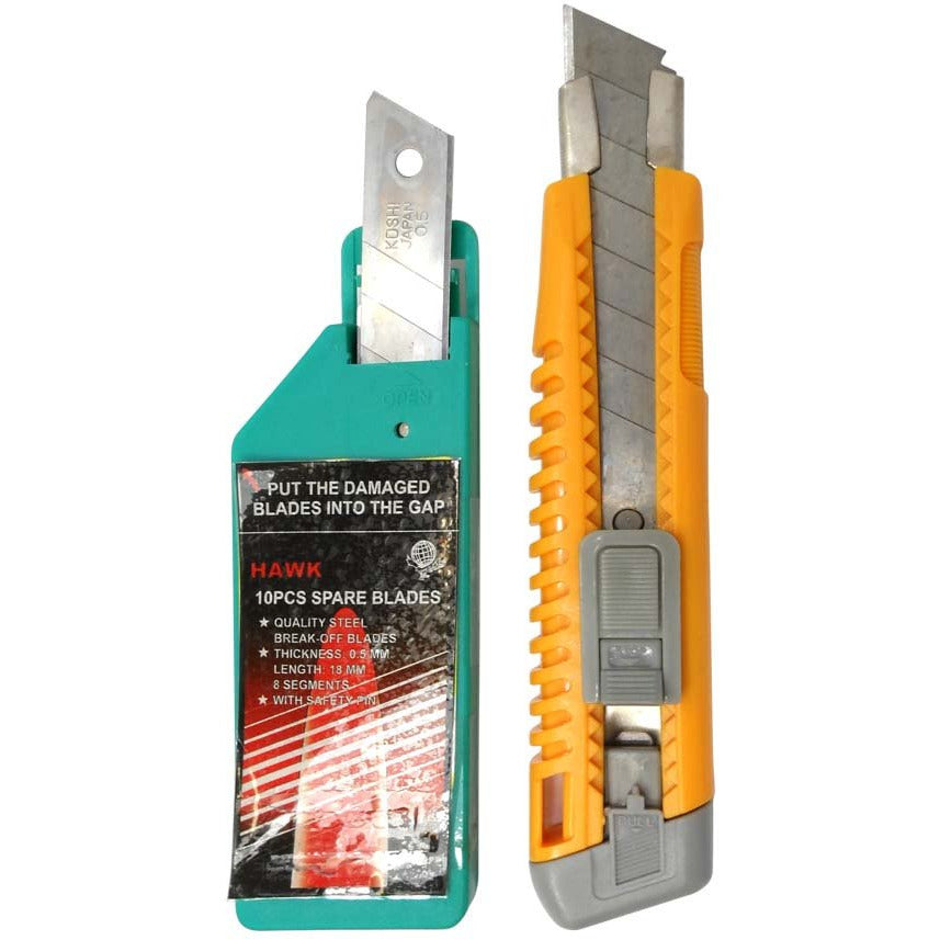 Heavy Duty Utility Cutter, 10 Spare Blades ( Pack of 2 Packages (Pack of: 2) - CR-89004-Z02 - ToolUSA