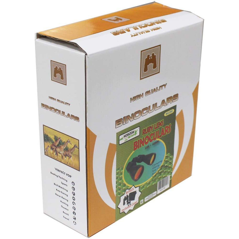 HORIZON: 10 X Power Black Binoculars With 60 MM Ruby Lenses (2-1/2 Inches) - MG-B-90259 - ToolUSA