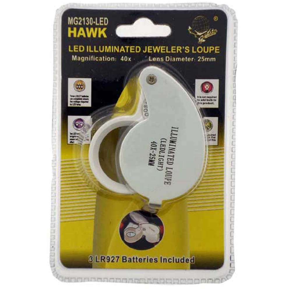 Jeweler's Loupe with LED Light - 40X Power - MG-12230 - ToolUSA