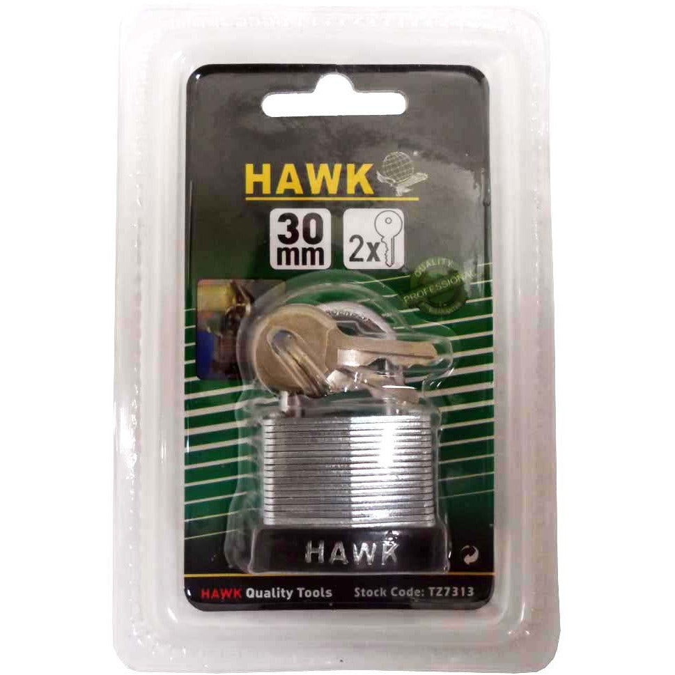 Laminated Padlock - 30mm - Hardened Steel Shackle - LOCK-07313 - ToolUSA