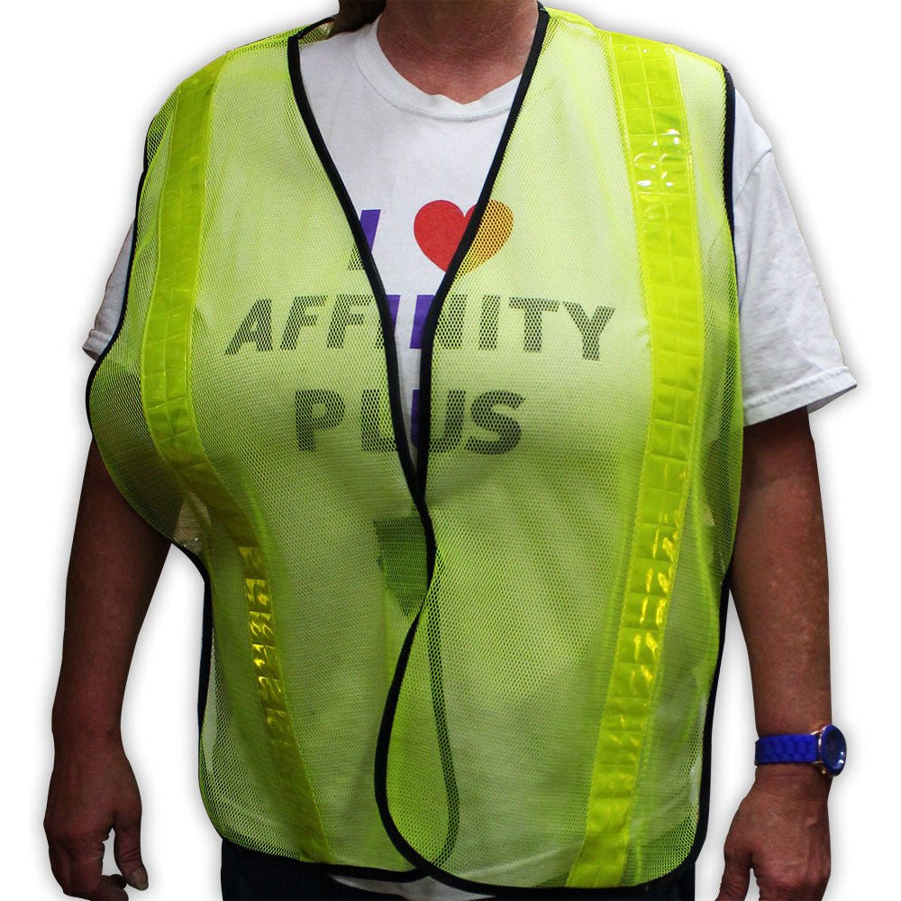 Lime Green Safety Vest with Silver Reflective Stripes - SF-22221 - ToolUSA