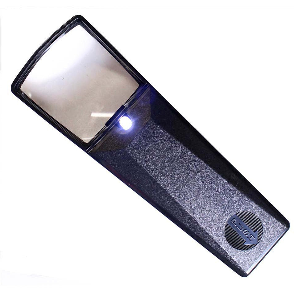 LUMAGNY: Magnifier 12 Piece Display With 4 Sizes of Rectangular Lens, Illuminated Magnfiers-2X Power - MG-08622 - ToolUSA