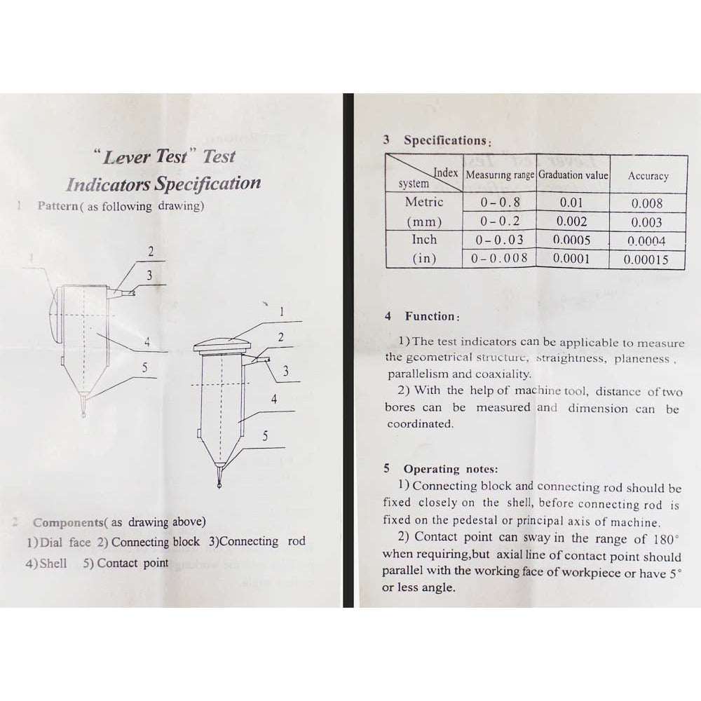 Magnetic Base Dial Indicator With 22 Point Set - TM61010-BASE - ToolUSA