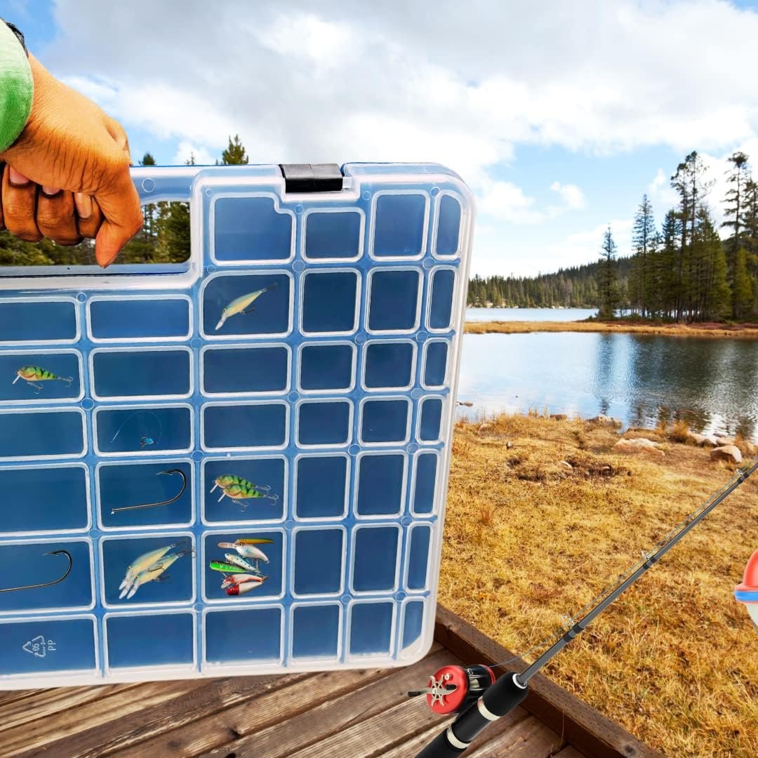 BIN BUDDY 54-Compartment Plastic Storage Box - Versatile Organizer for Jewelry, Crafting, Fishing Tackle, Small Tools, and More
