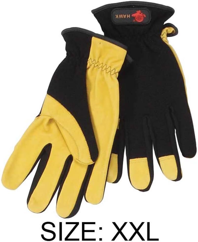 Men's Yellow Leather Gloves with Black Nylon Backs