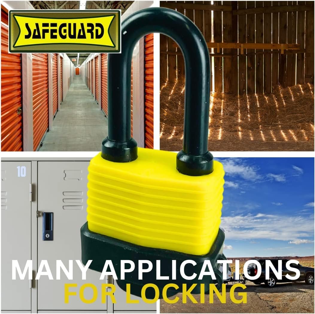 SAFEGUARD Waterproof Laminated Padlock || Heavy Duty Outdoor Lock with Rust-Proof Protection and Weatherproof Cover for Maximum Security
