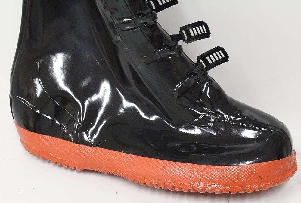 Black Rubber 5-Buckle-Down Boots - Over Shoe - Fabic Linned