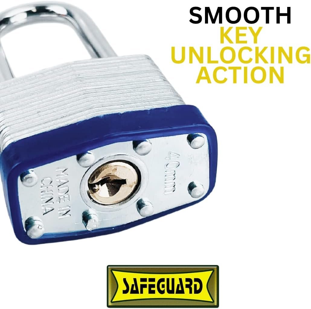 SAFEGUARD High-Security Short Shank Laminated Padlock with Hardened Shackle and Copper Lock Cylinder