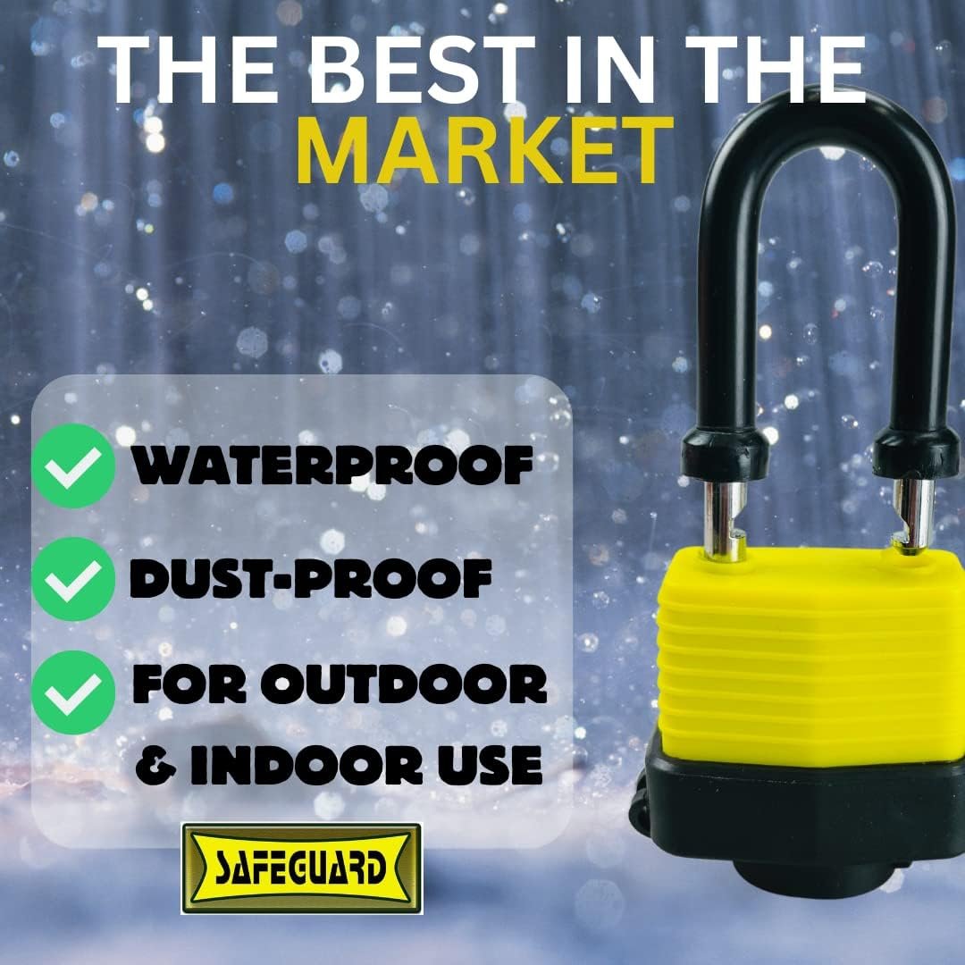 SAFEGUARD Waterproof Laminated Padlock || Heavy Duty Outdoor Lock with Rust-Proof Protection and Weatherproof Cover for Maximum Security