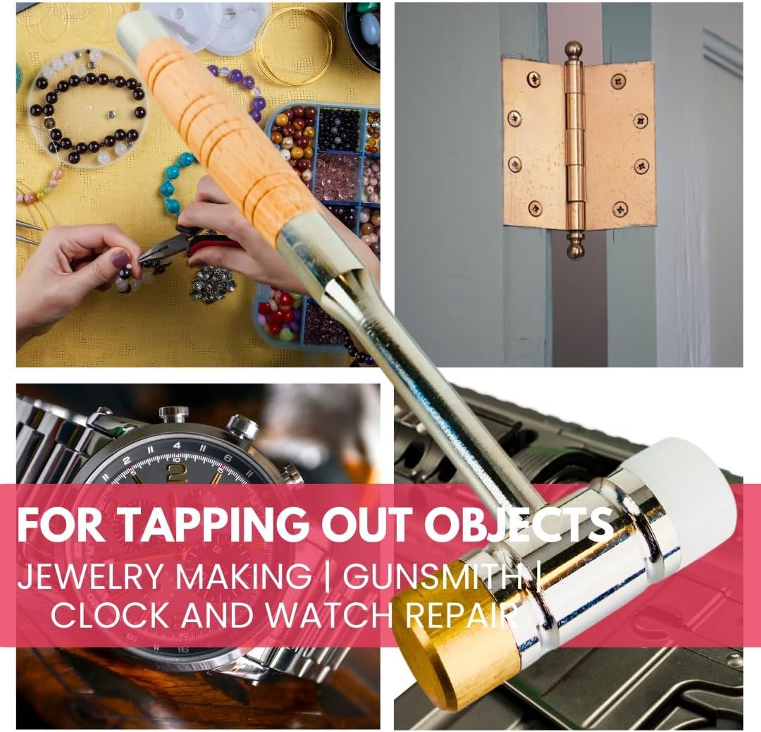 JEWEL TOOL 13 Piece Pin Punch and Drive Set with Brass and Nylon Head Hammer | Great for Jewelry Making, Metal Working