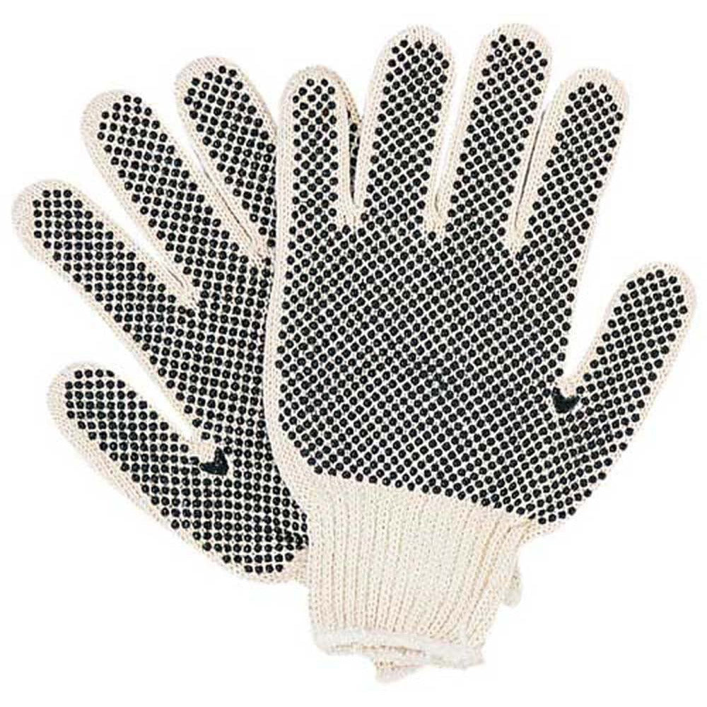 Men's Cotton/Polyester String Gloves with PVC Dots - Large (Pack of: 12) - GL-17460-Z12 - ToolUSA