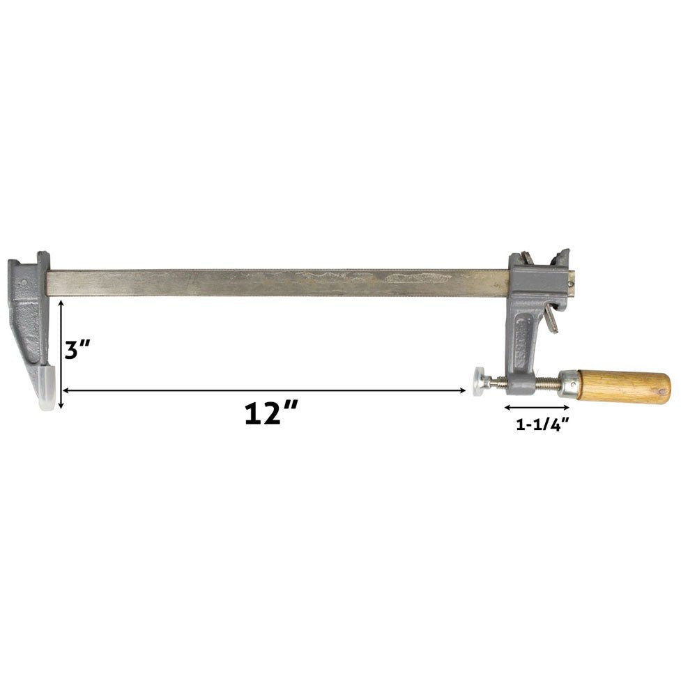 Metal F Clamp With 12 Inch Capacity And Fine Adjustment Of 1-1/4 Inches - TZ03-07612 - ToolUSA