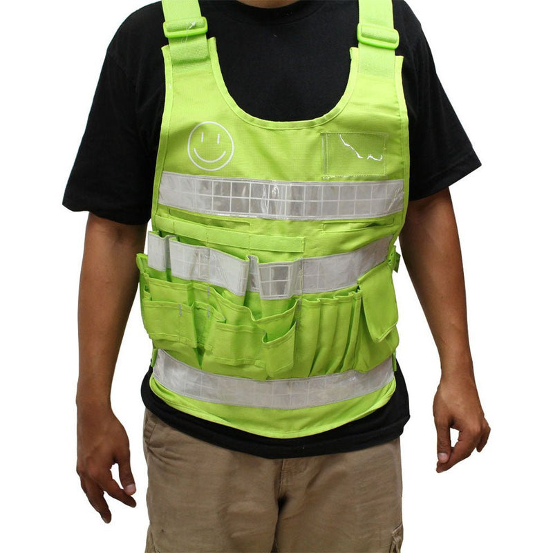 Multi-Functional Lime Green Mesh Safety Vest with Adjustable Sizes - SW-CL01-LIME - ToolUSA