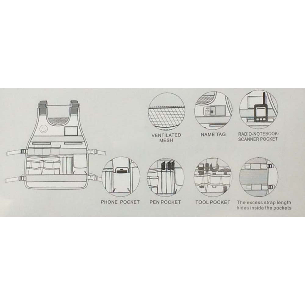 Multi-Functional Lime Green Mesh Safety Vest with Adjustable Sizes - SW-CL02-LIME - ToolUSA