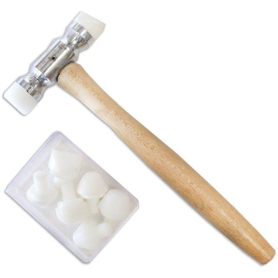 Multi-Headed Hammer With 9" Handle & 8 Interchangeable Nylon Heads In A Variety Of Shapes - PH-29954 - ToolUSA