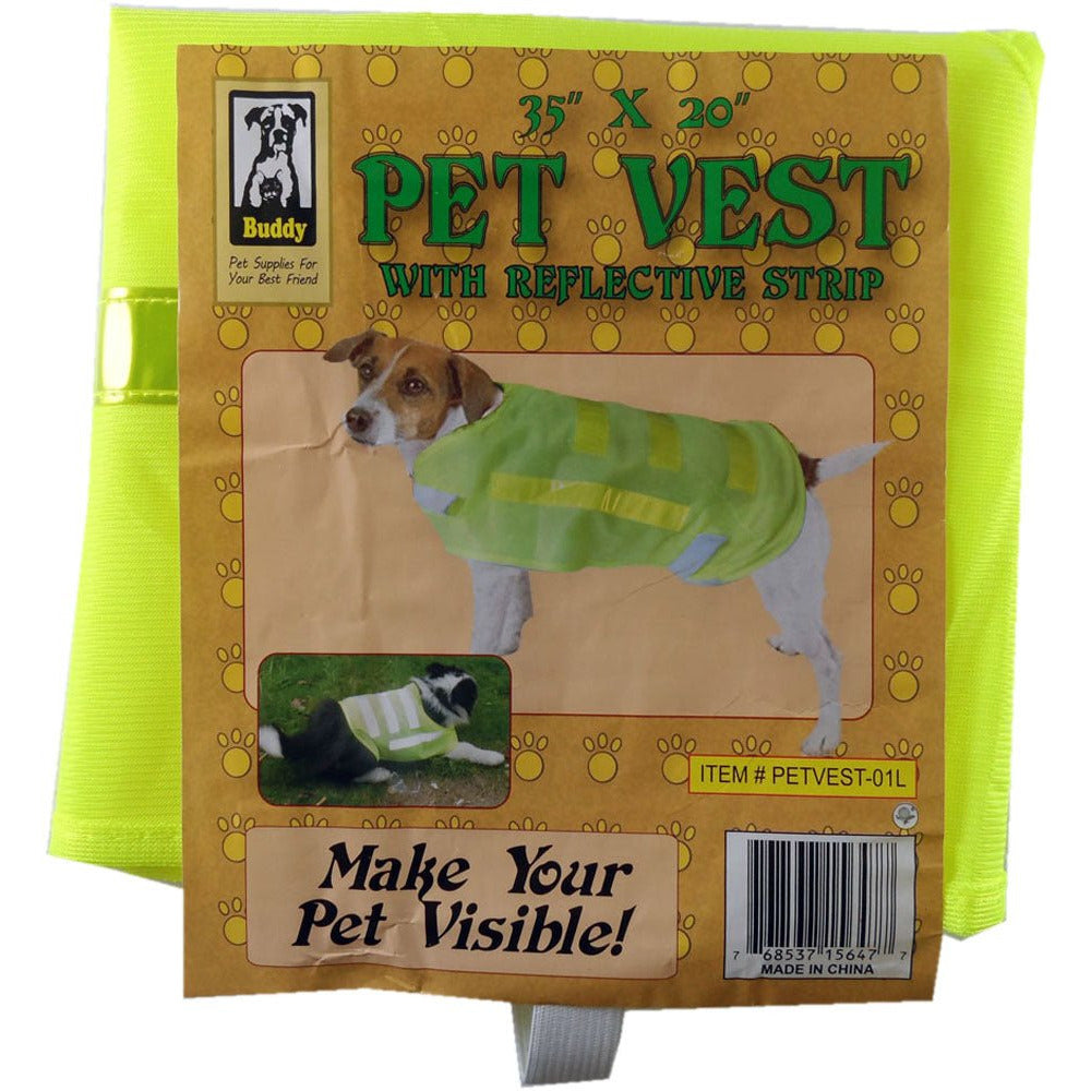 Neon Yellow Large Pet Saftey Vest With Reflective Strips - PETVEST-01L - ToolUSA
