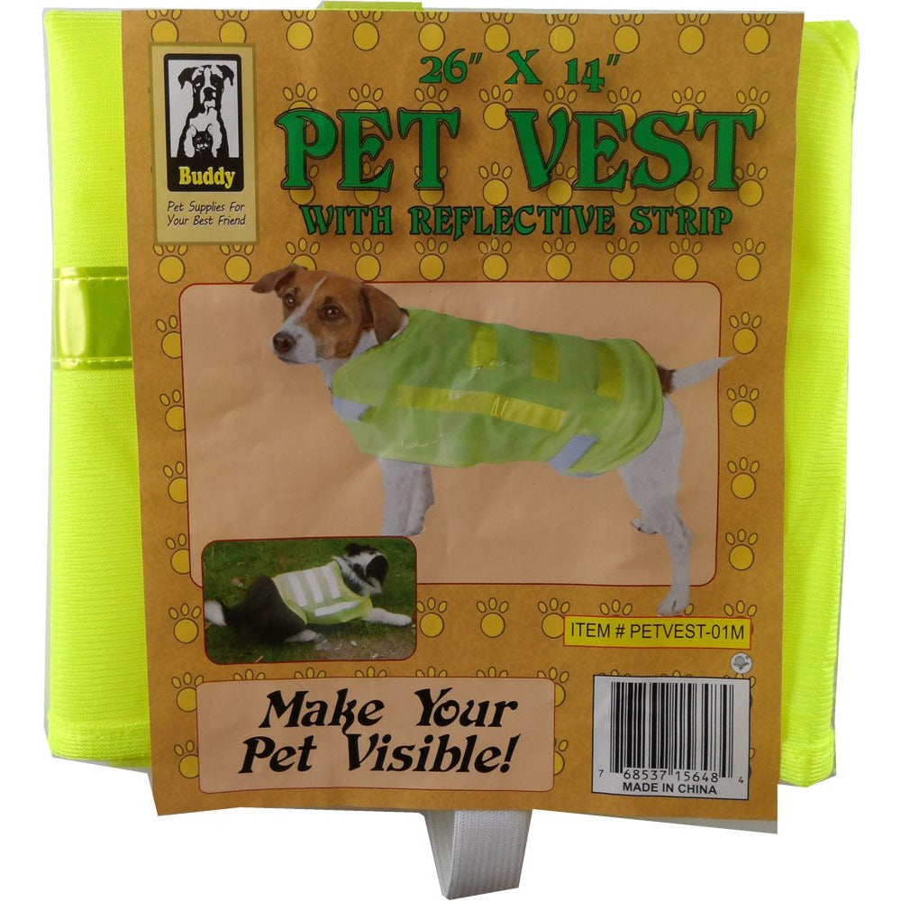 Neon Yellow Medium Pet Vest With Reflective Strips - PETVEST-01M - ToolUSA