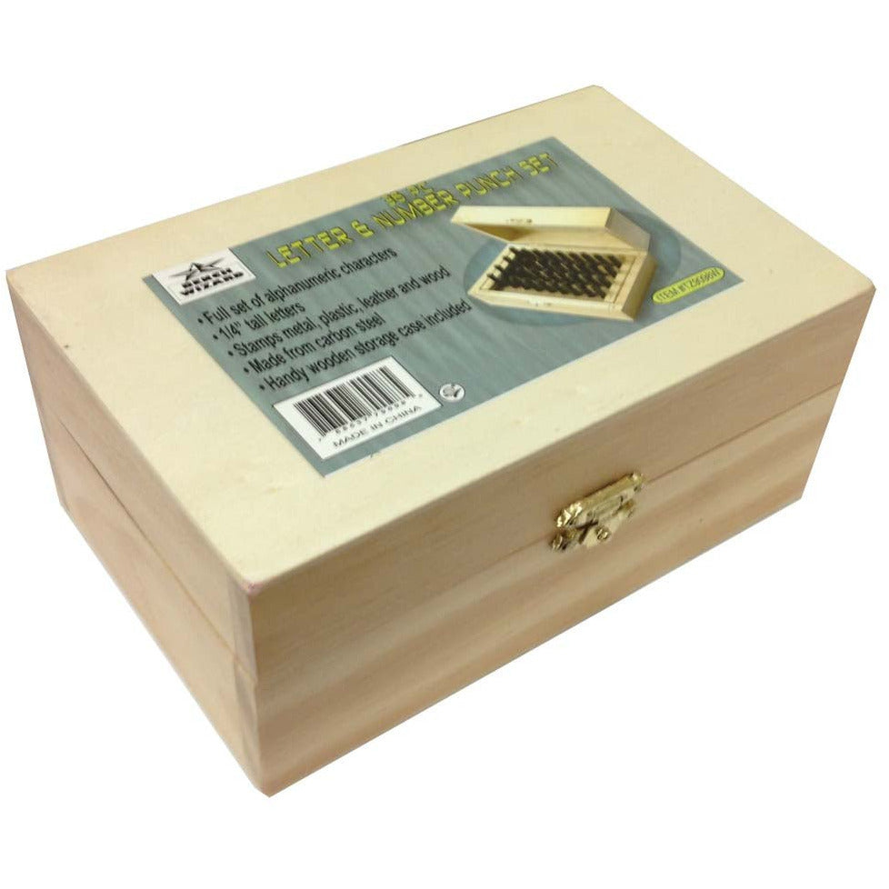 Number & Capital Letter Punch Set In Wooden Case 36 Pc (6mm 1/4") - TZ01-79098 - ToolUSA
