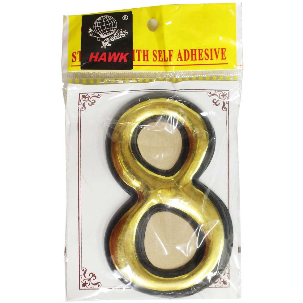 Numeral 8 Sign - 4 Inch Gold-Painted, Self Adhesive Plastic | For Home, Office - CR-28833 - ToolUSA