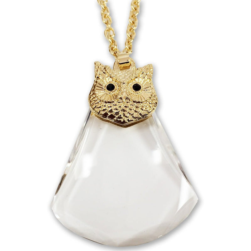 Owl Head Magnifier Pendant On A 30 Inch Golden Chain - MG-15070 - ToolUSA