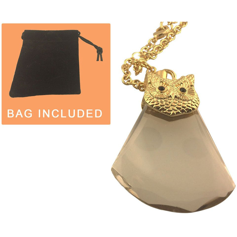 Owl Head Magnifier Pendant On A 30 Inch Golden Chain - MG-15070 - ToolUSA