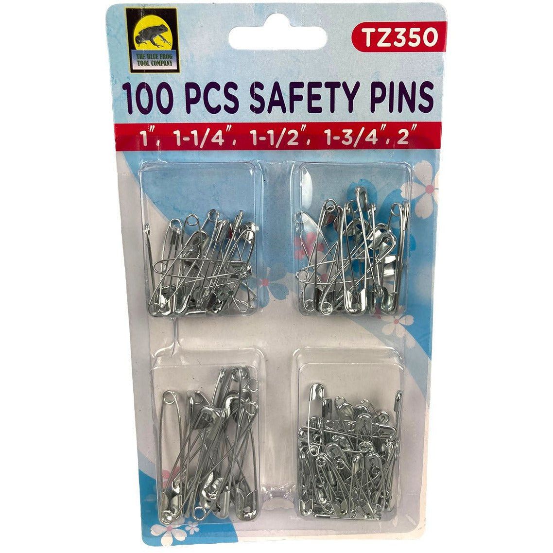 Package of 100 Pieces Assorted Size Safety Pins - CR-10350 - ToolUSA