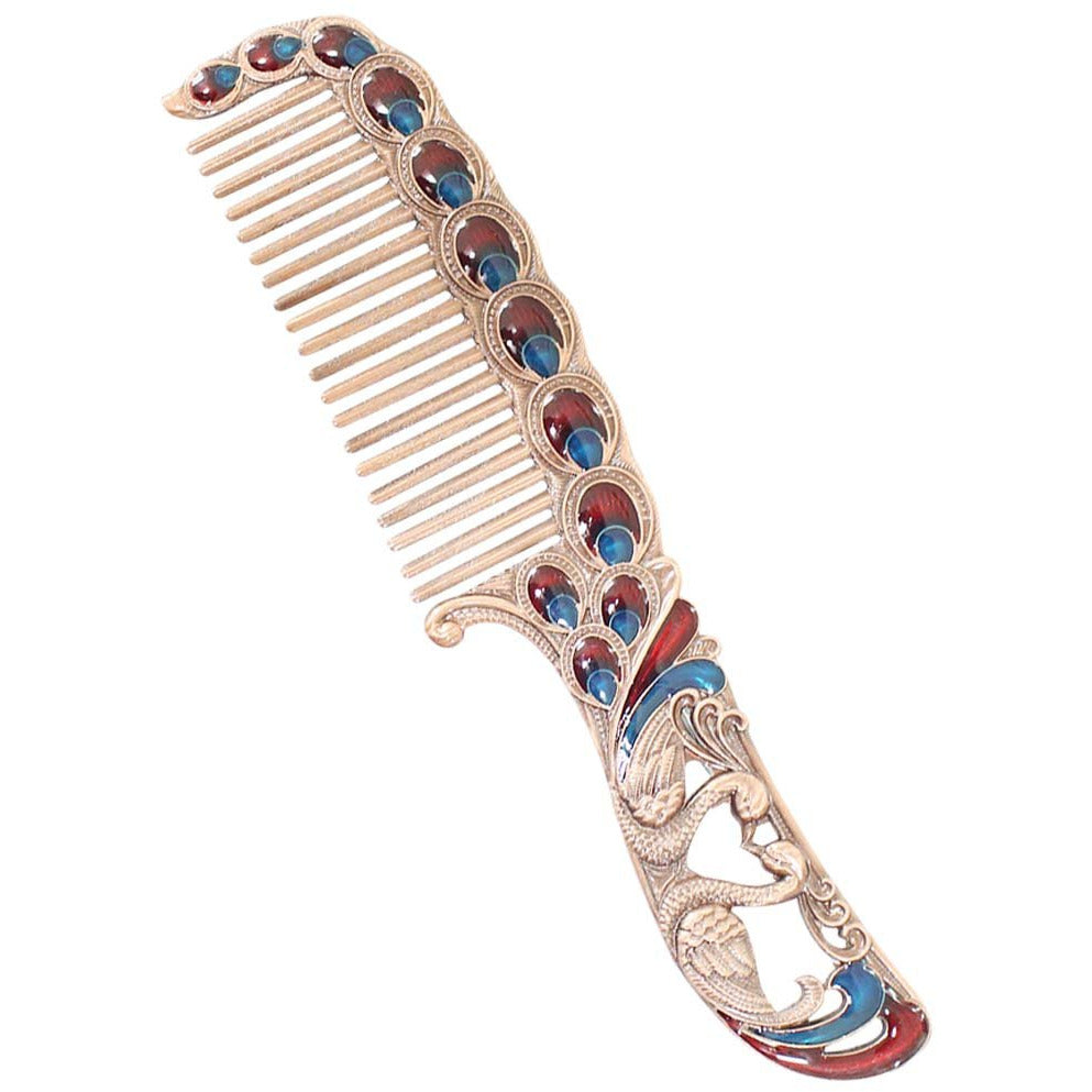 Peacock-Design Hand Mirror & Comb - Multi-Colored - 206-1343-YX - ToolUSA