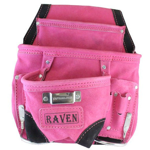 Pink Leather Tool Pouch with 9 Pockets - AS1101A-PNK - ToolUSA