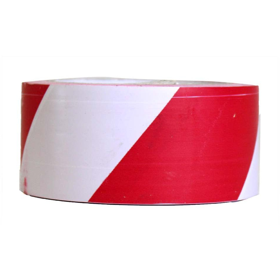Red And White Adhesive Backed Warning Tape - 48mm x 25M (Pack of: 2) - TA-99901-Z02 - ToolUSA