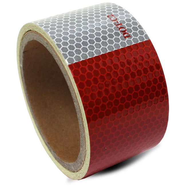 Red & Silver Reflective Safety Tape - 9 Foot x 2 Inch Roll - TAP-SF-010 - ToolUSA
