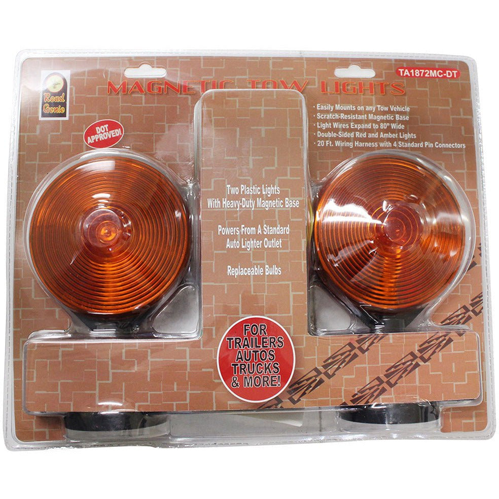 Road Genie Red & Amber Tow Lights - DOT Approved - Magnetic - TA1872MC-DT - ToolUSA