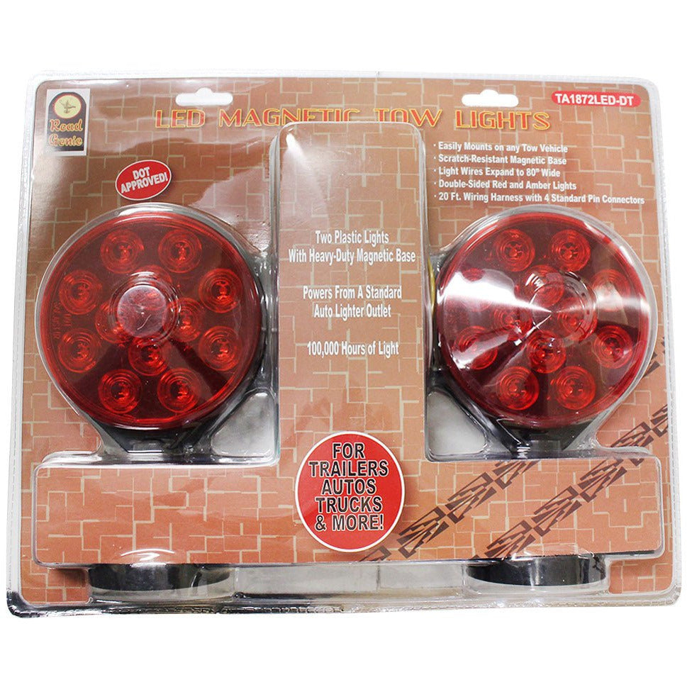 Road Genie Red LED Tow Lights - DOT Approved - Magnetic - TA1872LED-DT - ToolUSA