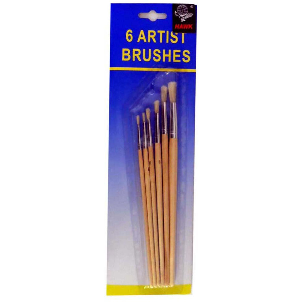 ROUND WHITE BRISTLE ARTIST BRUSHES 6-PIECE SET - TZ63-00640 - ToolUSA