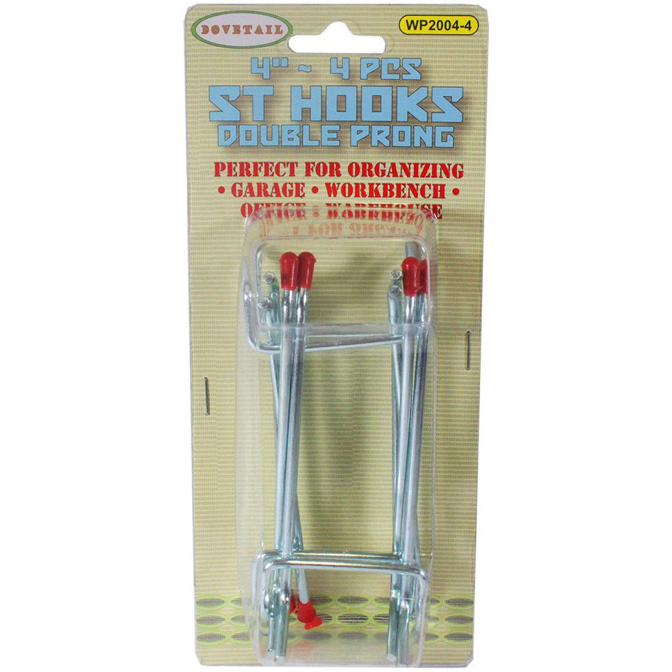 SET OF 4 PIECE 4" DOUBLE PRONG HOOKS - HW-20044 - ToolUSA
