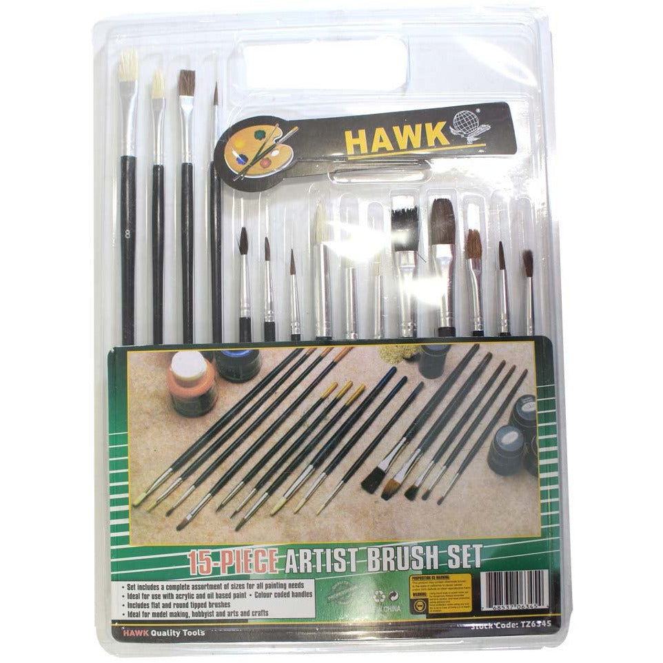 Small Artist Brushes-15 Piece Variety Package - TZ63-06345 - ToolUSA