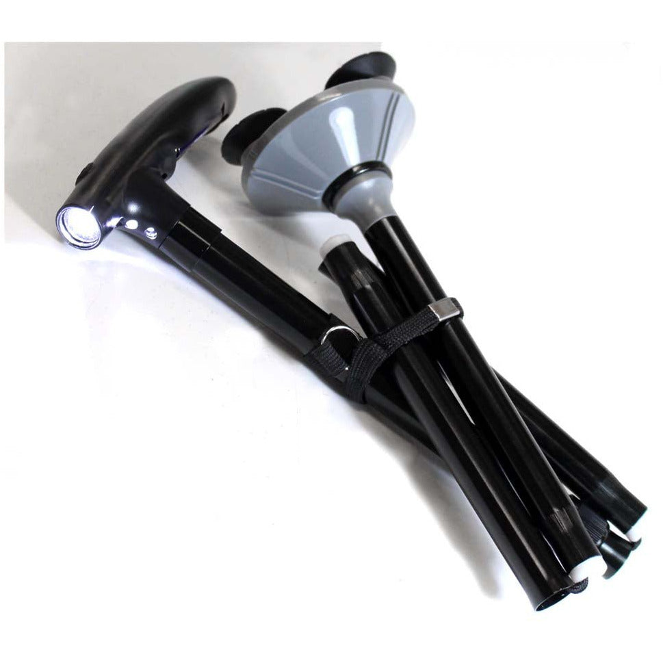 Sturdy Folding Walking Cane With Led Lights & Wrist Strap - WS-FL-YX - ToolUSA