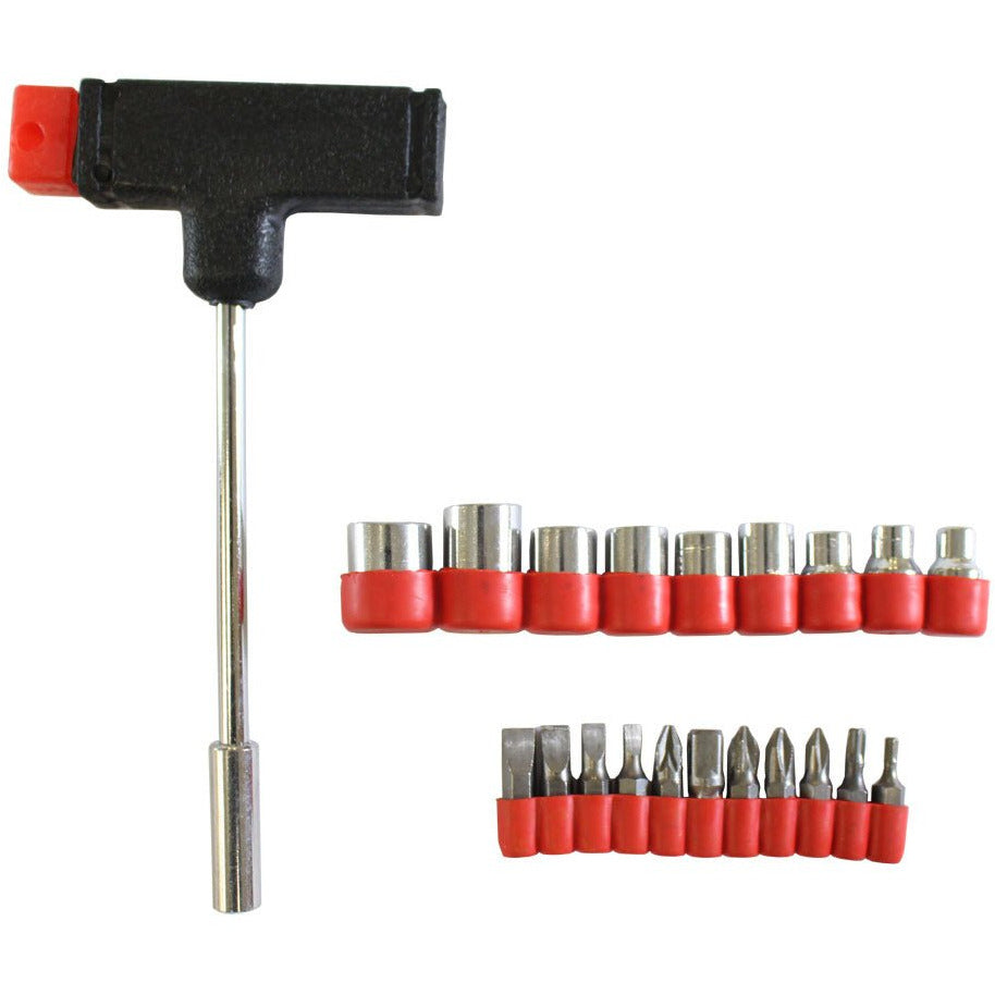 "T" Shaped Handle Socket Set with 11 Bits and 9 Sockets - PS-02620 - ToolUSA