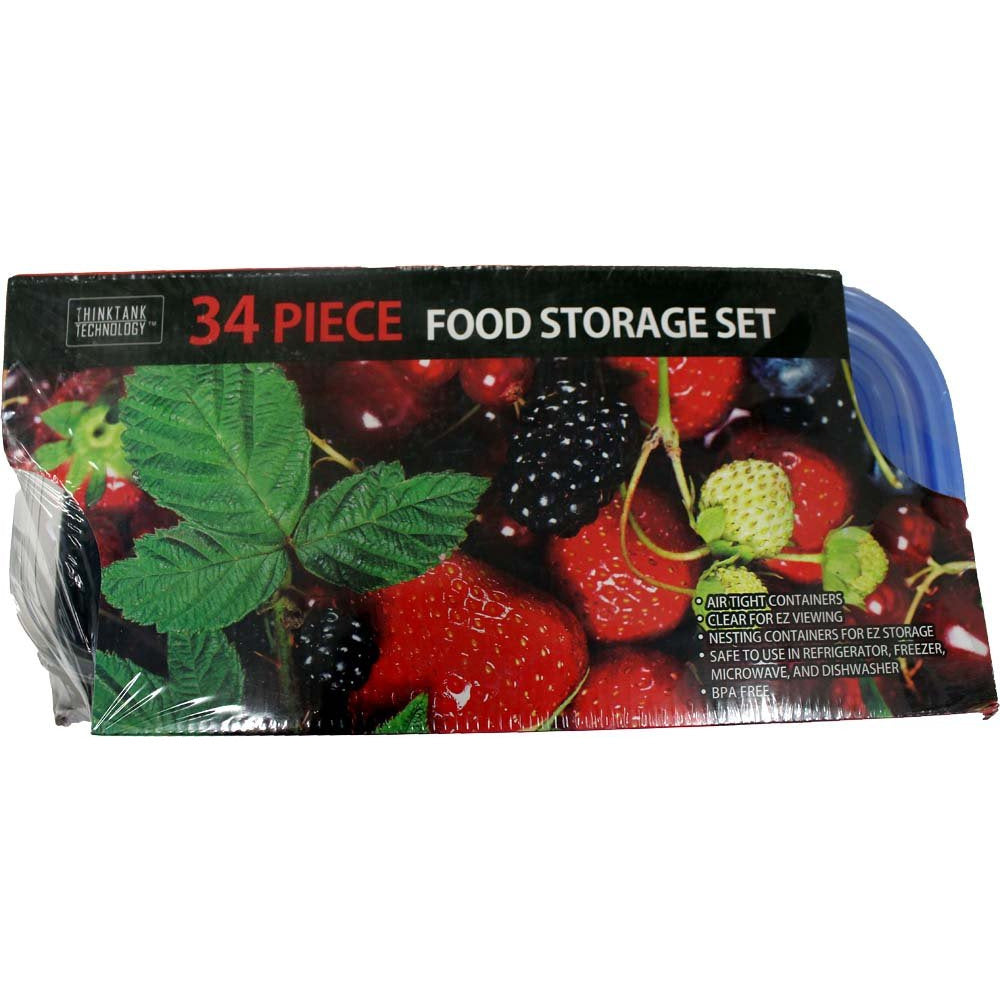 Think Tank 34 Piece Food Storage Clear Container Set - LKCO-6633-U - ToolUSA