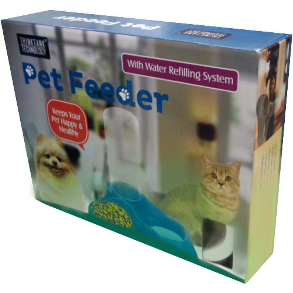 Think Tank Technology Triangular Shaped Pet Feeder With12" (tall) Water Bottle - PET-62221-YK - ToolUSA